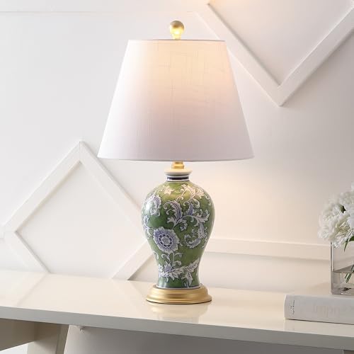 JONATHAN Y Grace 24" French Country Floral Urn Ceramic Lamp, Green/White - Image 2