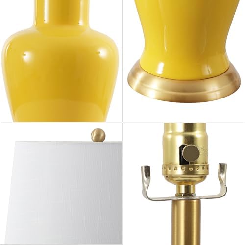 JONATHAN Y Julian Classic Ceramic Urn Metal LED Table Lamp 29", Yellow - Image 5