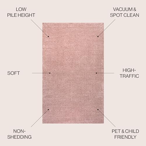 JONATHAN Y Haze Solid Low-Pile Pink Indoor Area Rug 4x6, Coastal,Bohemian,Minimalist,Classic, Easy-Cleaning for Living Room,Bedroom,Kitchen,Pet Friendly,Non-Shedding (SEU100P-4) - Image 2