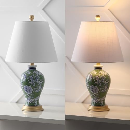 JONATHAN Y Grace 24" French Country Floral Urn Ceramic Lamp, Green/White - Image 5