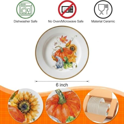 Havawish 6 Inch 6 Pcs Fall Pumpkin Appetizer Melamine Plates Set Decoration - Image 2