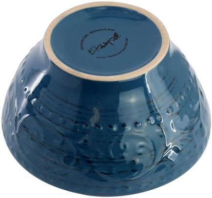 Elama Malibu Deep Ocean 16-Piece Stoneware Embossed Pattern Reactive Glaze Dark Blue Dinnerware Set, Tableware, Serveware Set (Deep Ocean Blue) - Image 7