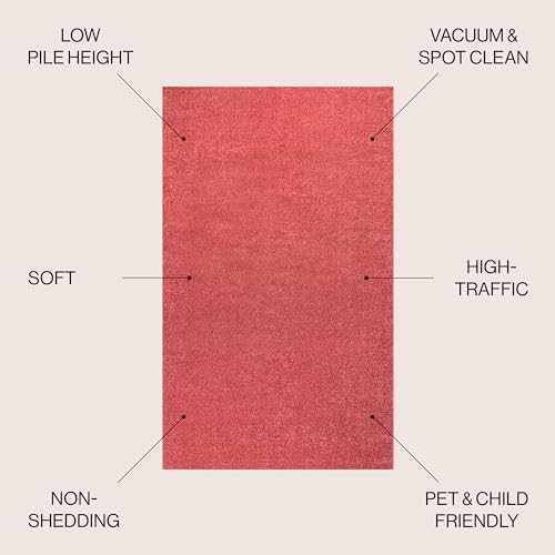 JONATHAN Y Haze Solid Low-Pile Red 4x6 Oval Indoor Area Rug, Coastal,Bohemian,Minimalist,Classic, Easy-Cleaning for Living Room,Bedroom,Kitchen,Pet Friendly,Non-Shedding (SEU100E-4OV) - Image 2