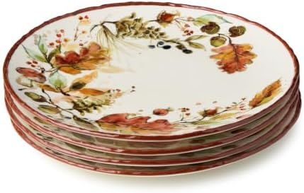 Autumn Meadows DINNER PLATES, SET OF 4 —generous 11-inch canvases where harvest botanicals bloom in amber, sienna, and gold, anchoring every place setting with the warmth of the season. - Image 2
