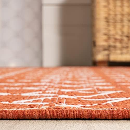 JONATHAN Y Moroccan Geometric Indoor Outdoor Area Rug 3X5 Orange/Cream, Ourika Textured Weave for Backyard, Patio, Porch, Easy-Cleaning, High Traffic, Pet-Friendly, Non-Shedding (SMB108P-3) - Image 6