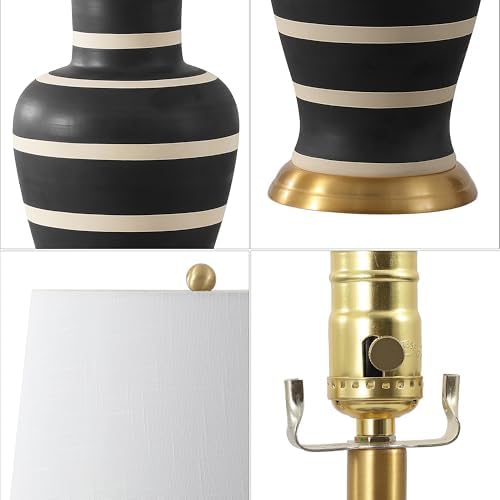 JONATHAN Y Julian Classic Ceramic Urn Metal LED Table Lamp 29", Black/Beige - Image 5