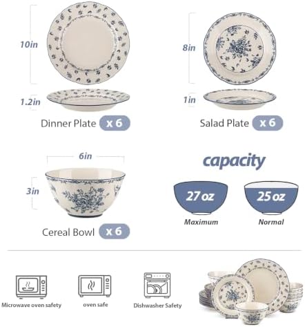 Ceramic Dinnerware Set, Series Western Ⅰ(Vintage Cobalt Blue) - Image 3