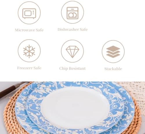 12-Piece Porelain Dinnerware Set, Light Blue - Image 5