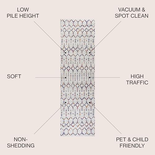 JONATHAN Y Boho Vintage Diamond Cream/Multi Runner Rug 2X8 ft, Moroccan Hype for Living Room, Bedroom, Kitchen, Office, Easy-Cleaning, High Traffic, Pet-Friendly, Non-Shedding (MOH101H-28) - Image 2