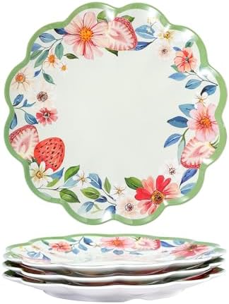 Melamine Dinner Plates Set of 4, 11-Inch Strawberry Plates by molidiki
