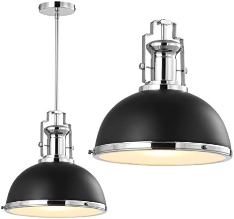 JONATHAN Y Homer Industrial Dome Pendant 13", Black/Chrome - Image 6