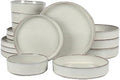 Bloomhouse - Two Time Oprah's Favorite Things Winner - Santorini Mist Double Bowl Terracotta Reactive Glaze Plates and Bowls Dinnerware Set - Moonstone White, Service for Four (16pcs) by Unknown