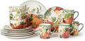 Harvest Fields 16-Piece Ceramic Dinnerware Set, Service for 4 – Rustic Farmhouse Plates, Mugs & Bowls for Cozy Dining & Entertaining by CERTIFIEDINTERNATIONAL