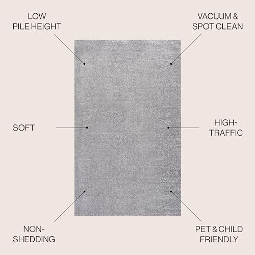JONATHAN Y Haze Solid Low-Pile Gray Indoor Area Rug 8x10, Coastal,Bohemian,Minimalist,Classic, Easy-Cleaning for Living Room,Bedroom,Kitchen,Pet Friendly,Non-Shedding (SEU100A-8) - Image 3