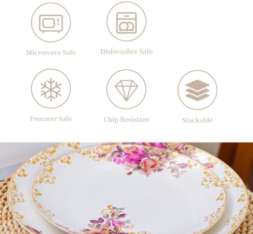 12 Piece Dinnerware Sets for 4, White Porcelain Gold Rim, Formal Dining - Image 4