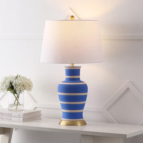 JONATHAN Y Julian Classic Ceramic Urn Metal LED Table Lamp 29", Blue/Beige - Image 2