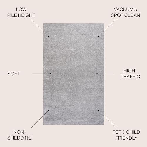 JONATHAN Y Haze Solid Low-Pile Light Gray Indoor Area Rug 4x6, Coastal,Bohemian,Minimalist,Classic, Easy-Cleaning for Living Room,Bedroom,Kitchen,Pet Friendly,Non-Shedding (SEU100K-4) - Image 2