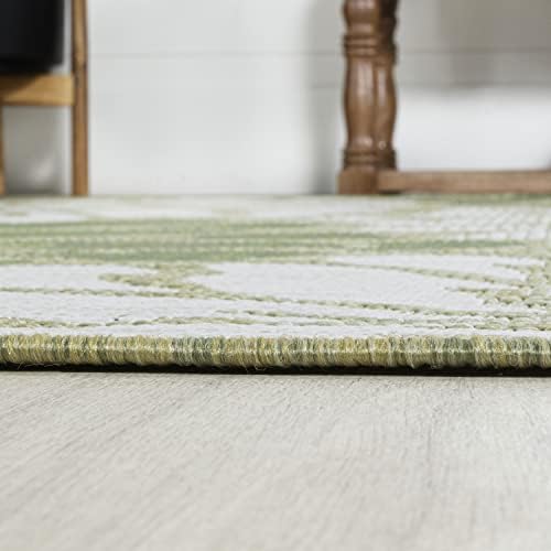 JONATHAN Y Floral Textured Weave Indoor Outdoor Area Rug 8X10 Green/Cream, Zinnia Modern for Backyard, Patio, Porch, Easy-Cleaning, High Traffic, Pet-Friendly, Non-Shedding (SMB110H-8) - Image 6