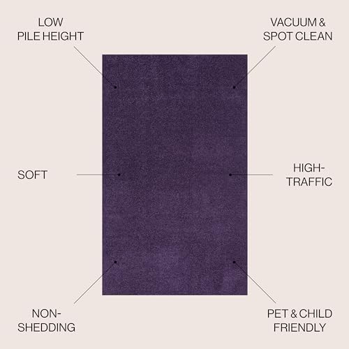 JONATHAN Y Haze Solid Low-Pile Purple Indoor Area Rug 6x9, Coastal,Bohemian,Minimalist,Classic, Easy-Cleaning for Living Room,Bedroom,Kitchen,Pet Friendly,Non-Shedding (SEU100N-6) - Image 3
