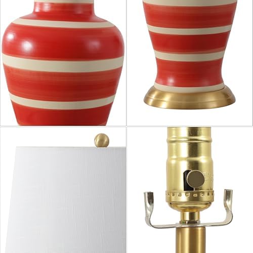 JONATHAN Y Julian Classic Ceramic Urn Metal LED Table Lamp 29", Red/Beige - Image 5