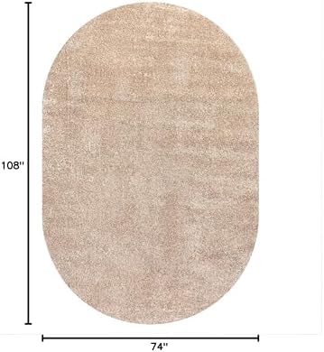 JONATHAN Y Haze Solid Low-Pile Beige 6x9 Oval Indoor Area Rug, Coastal,Bohemian,Minimalist,Classic, Easy-Cleaning for Living Room,Bedroom,Kitchen,Pet Friendly,Non-Shedding (SEU100G-6OV) - Image 2