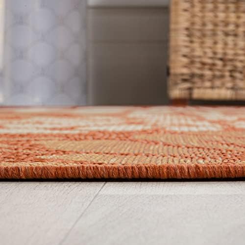 JONATHAN Y Floral Textured Weave Indoor Outdoor Area Rug 3X5 Orange/Cream, Zinnia Modern for Backyard, Patio, Porch, Easy-Cleaning, High Traffic, Pet-Friendly, Non-Shedding (SMB110E-3) - Image 6