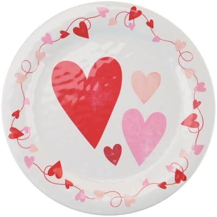 UPware 12 Piece Love Hearts Melamine Dinnerware Sets, Outdoor Dishes Set, Plates and Bowls Sets, Valentine's Day Decorations, Service for 4, Red - Image 5