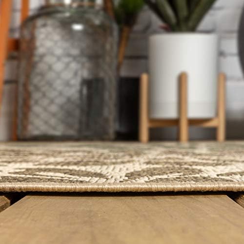 JONATHAN Y Floral Textured Weave Indoor Outdoor Octagon Area Rug 5 Ft Sage/Brown, Zinnia Modern for Backyard, Patio, Porch, Easy-Cleaning, High Traffic, Pet-Friendly, Non-Shedding (SMB110A-5TGN) - Image 6