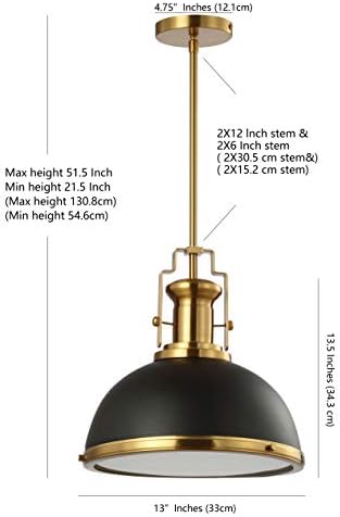 JONATHAN Y Homer Industrial Dome Pendant 13", Black/Brass Gold - Image 4