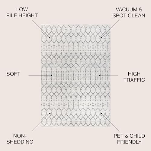 JONATHAN Y Boho Vintage Diamond Cream/Gray Indoor Area Rug 4X6 ft, Moroccan Hype for Living Room, Bedroom, Kitchen, Office, Easy-Cleaning, High Traffic, Pet-Friendly, Non-Shedding (MOH101B-4) - Image 2