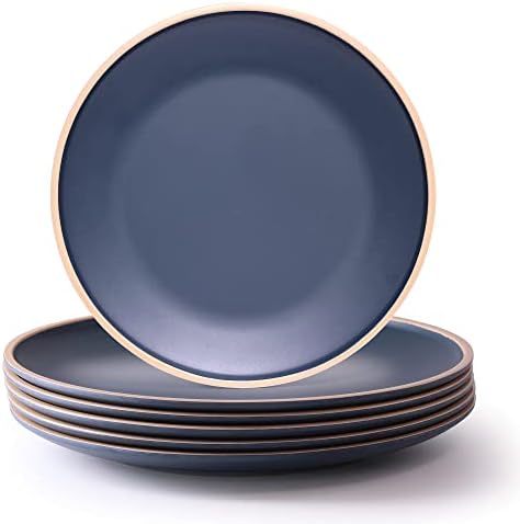 Melamine Dishes Sets of 6, Melamine Plates,10.5 Inch Dinner Plates, Outdoor Dinnerware Sets, Unbreakable, BPA Free, Dishwasher Safe, Blue by Gufaith