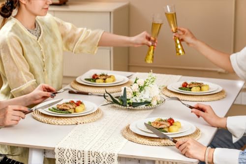 12 Piece White Dish Set for 4, Porcelain Plates and Bowls, Kitchen - Image 2