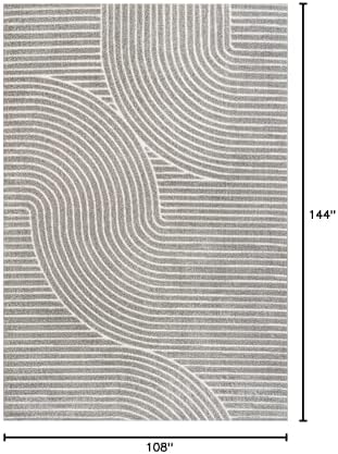 JONATHAN Y Hallie High-Low Curve Gray/Ivory Indoor/Outdoor Area Rug, 9x12, Minimalist, Pet Friendly, Non-Shedding, Stain Resistant, Hose-Washable for Backyard, Patio, Porch (SCN100A-9) - Image 2