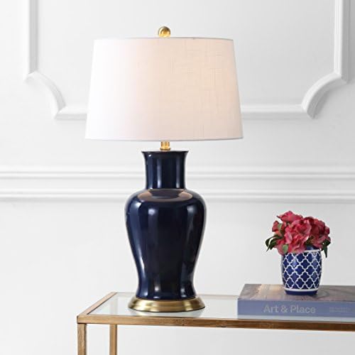 JONATHAN Y Julian Classic Ceramic Urn Metal LED Table Lamp 29", Navy - Image 2