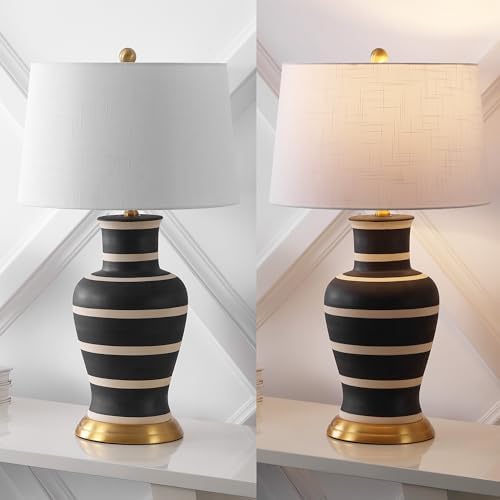 JONATHAN Y Julian Classic Ceramic Urn Metal LED Table Lamp 29", Black/Beige - Image 6