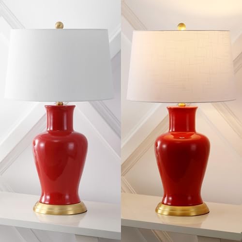 JONATHAN Y Julian Classic Ceramic Urn Metal LED Table Lamp 29", Red - Image 6