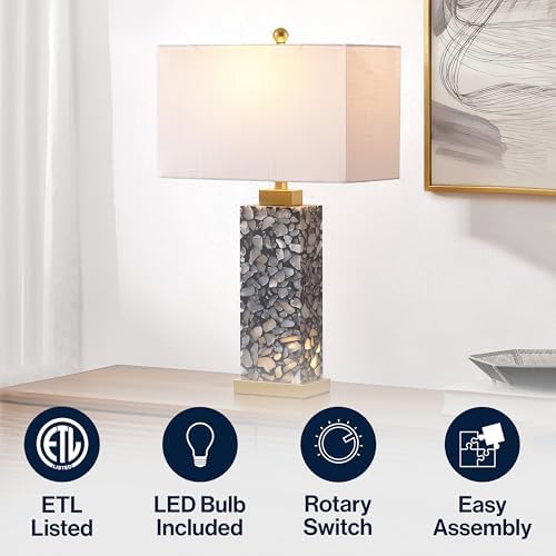 JONATHAN Y Elizabeth Alabaster Nightlight Lamp 27.5", Black/Gold Painting - Image 5
