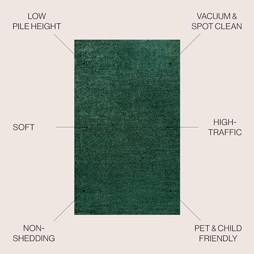 JONATHAN Y Haze Solid Low-Pile Emerald 4' Round Indoor Area Rug, Coastal,Bohemian,Minimalist,Classic, Easy-Cleaning for Living Room,Bedroom,Kitchen,Pet Friendly,Non-Shedding (SEU100L-4R) - Image 2