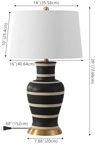 JONATHAN Y Julian Classic Ceramic Urn Metal LED Table Lamp 29", Black/Beige - Image 4
