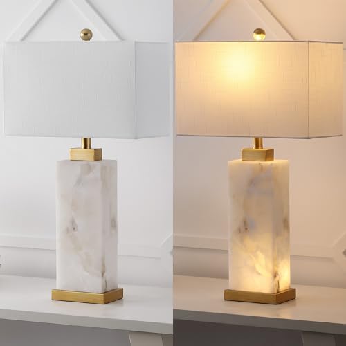 JONATHAN Y Elizabeth Alabaster Nightlight Lamp 27.5", White/Gold Painting - Image 6