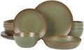 Bloomhouse - Two Time Oprah's Favorite Things Winner - Palermo Sun Double Bowl Stoneware Reactive Glaze Plates and Bowls Dinnerware Set - Cardamom Green, Service for Four (16pcs) by Unknown