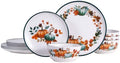 12-Piece Melamine Dinnerware Set for 4, Fall Pumpkin Plates and Bowls by molidiki