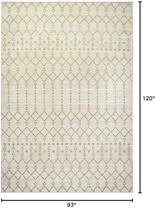 JONATHAN Y Moroccan Geometric Indoor Outdoor Area Rug 8X10 Cream/Green, Ourika Textured Weave for Backyard, Patio, Porch, Easy-Cleaning, High Traffic, Pet-Friendly, Non-Shedding (SMB108M-8) - Image 2