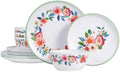 12-Piece Strawberry Melamine Dinnerware Set for 4, Floral Pattern by molidiki