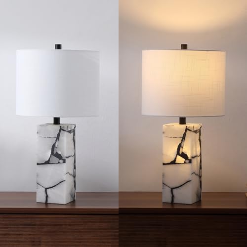 JONATHAN Y Elizabeth Alabaster Nightlight Lamp 24.25", Black/White - Image 6