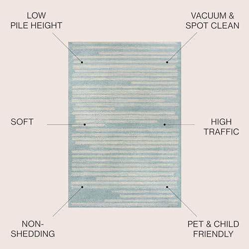 JONATHAN Y Khalil Modern Berber Stripe Turquoise/Cream Indoor Area Rug, 3x5, Contemporary, Bohemian, Easy-Cleaning for Living Room, Bedroom, Kitchen, Pet Friendly, Non-Shedding (MOH207D-3) - Image 2