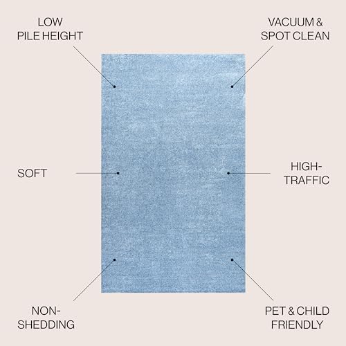 JONATHAN Y Haze Solid Low-Pile Classic Blue 7x7 Square Indoor Area Rug, Coastal,Bohemian,Minimalist,Classic, Easy-Cleaning for Living Room,Bedroom,Kitchen,Pet Friendly,Non-Shedding (SEU100F-7SQ) - Image 2