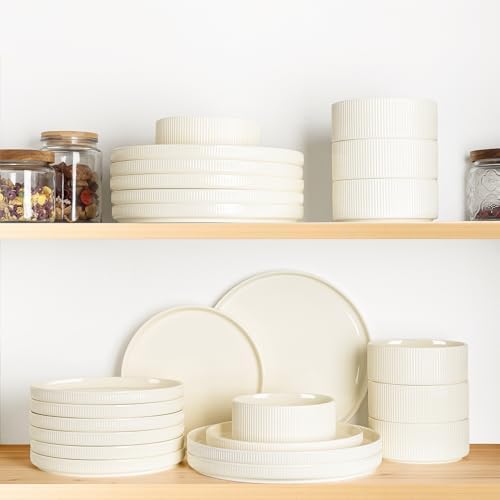 TheTerra Ceramic Dinnerware Set for 6, 18-Piece Plates and Bowls Set - Image 6