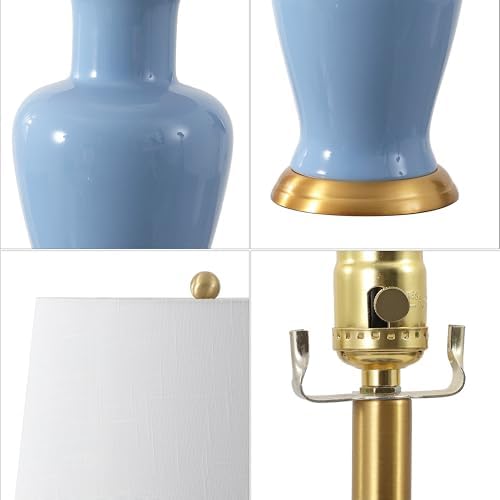 JONATHAN Y Julian Classic Ceramic Urn Metal LED Table Lamp 29", Blue - Image 5