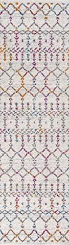 JONATHAN Y Boho Vintage Diamond Ivory/Multi Runner Rug 2X8 ft, Moroccan Hype for Living Room, Bedroom, Kitchen, Office, Easy-Cleaning, High Traffic, Pet-Friendly, Non-Shedding (MOH101E-28) - Image 2